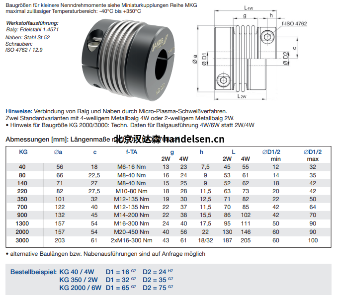 JAKOB 金屬波紋管聯(lián)軸器KG40-2W JAKOB 金屬波紋管聯(lián)軸器KG系列1